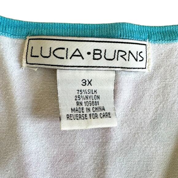 🍀Lucia Burns Womens Blouse Multicolor Geometric Long Sleeve Silk Blend Plus 3X - Picture 6 of 6